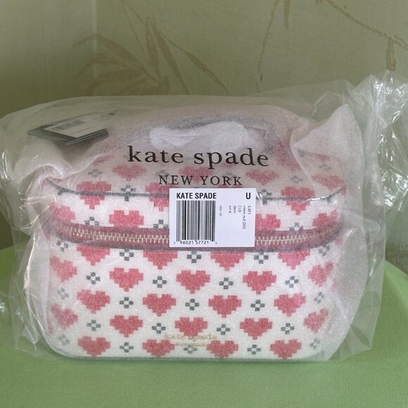 KATE SPADE DEVIN PIXEL HEARTS VANITY KIT MAKE-UP/TOILETRY CASE:NWT HEARTS - Picture 16 of 16